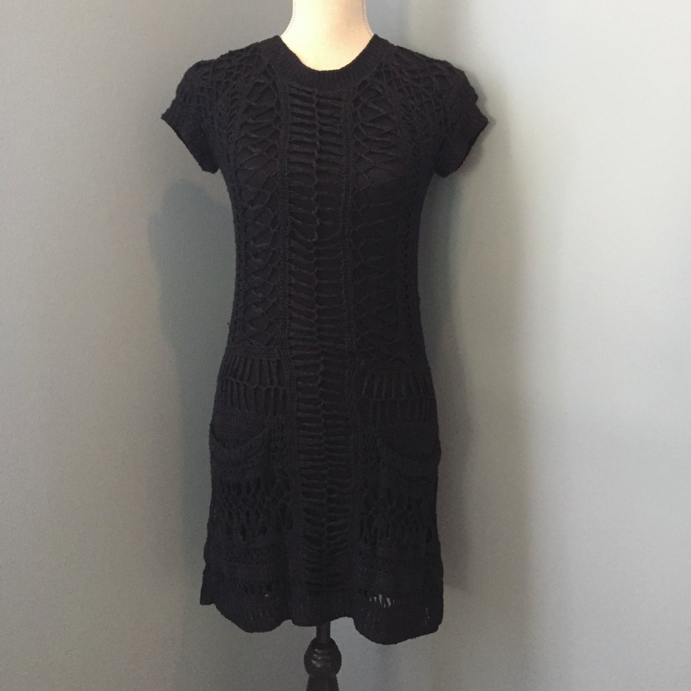 THEYSKENS’ THEORY Black Crocheted T-Style Dress